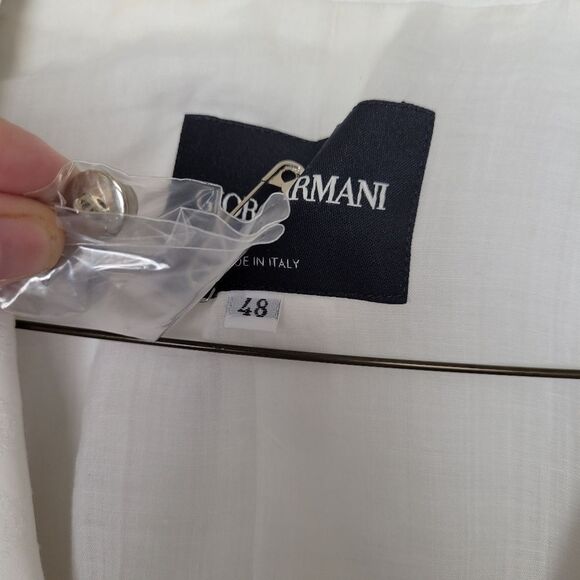 Giorgio Armani Black Label White Cotton Blazer Suit Jacket Lined Designer EU 48 - Picture 9 of 16